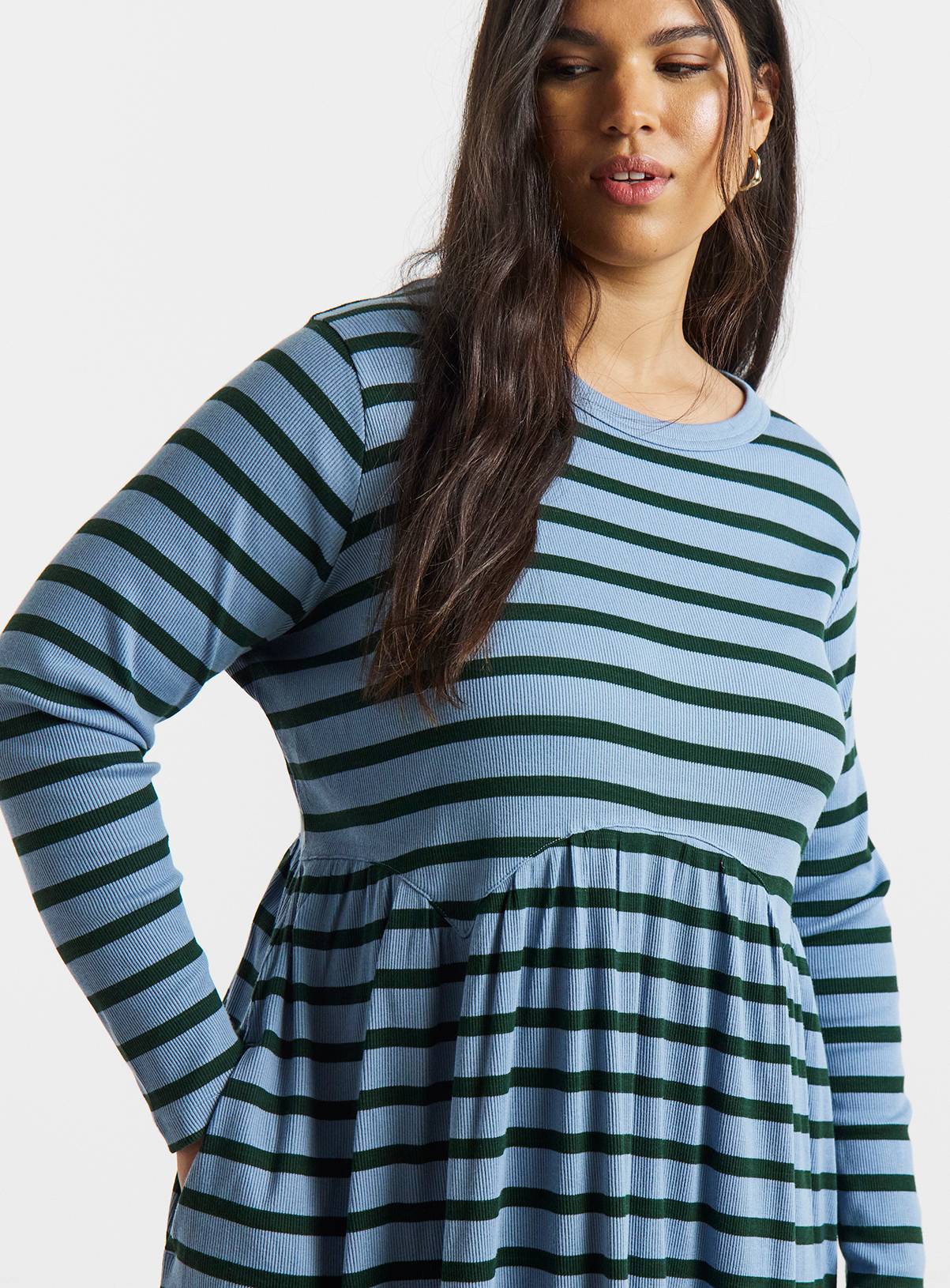 SIMPLY BE Stripe Ribbed Smock Midi Dress 30 - Image 4